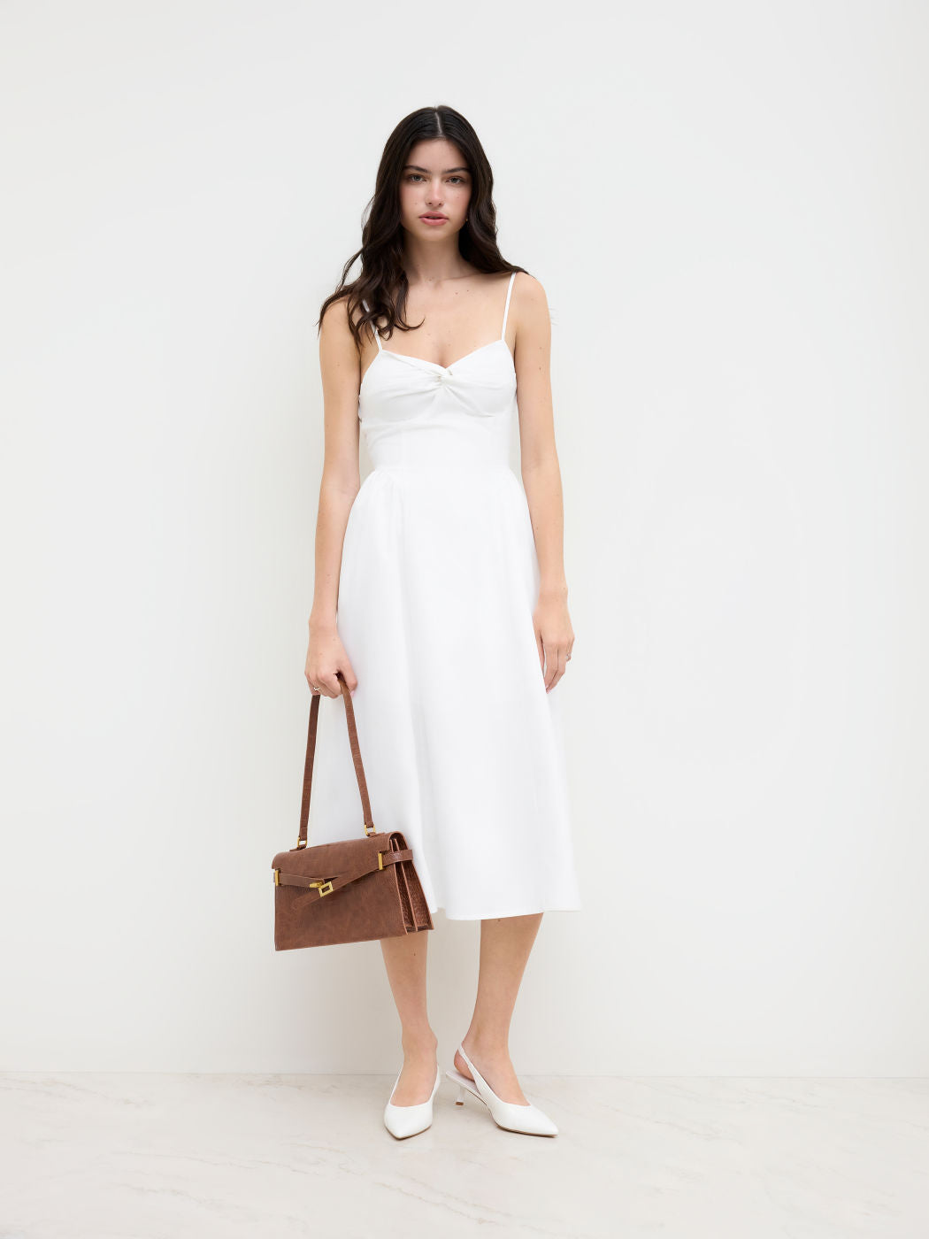 Chic Corset Bodice Dress with Flowing Skirt