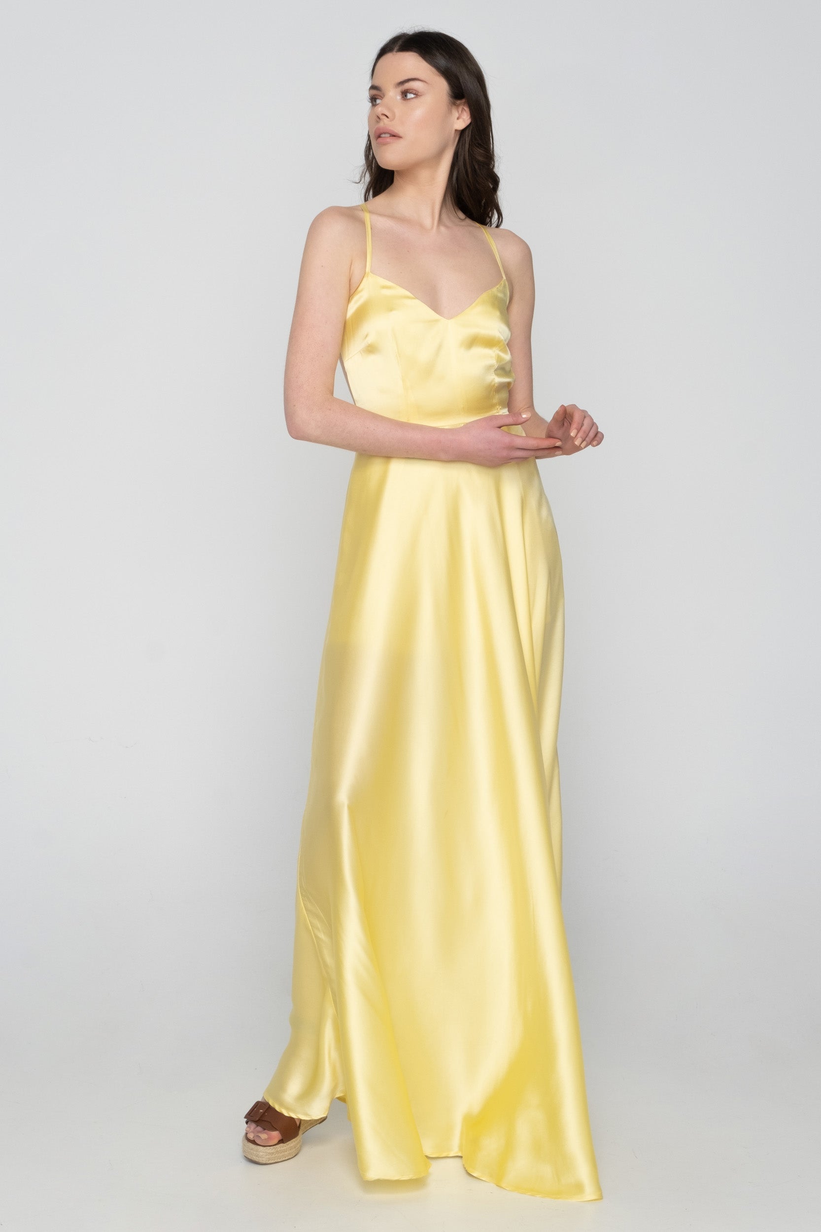 Elegant Sling Dress Sleeveless V Neck High Waist Chic Lady