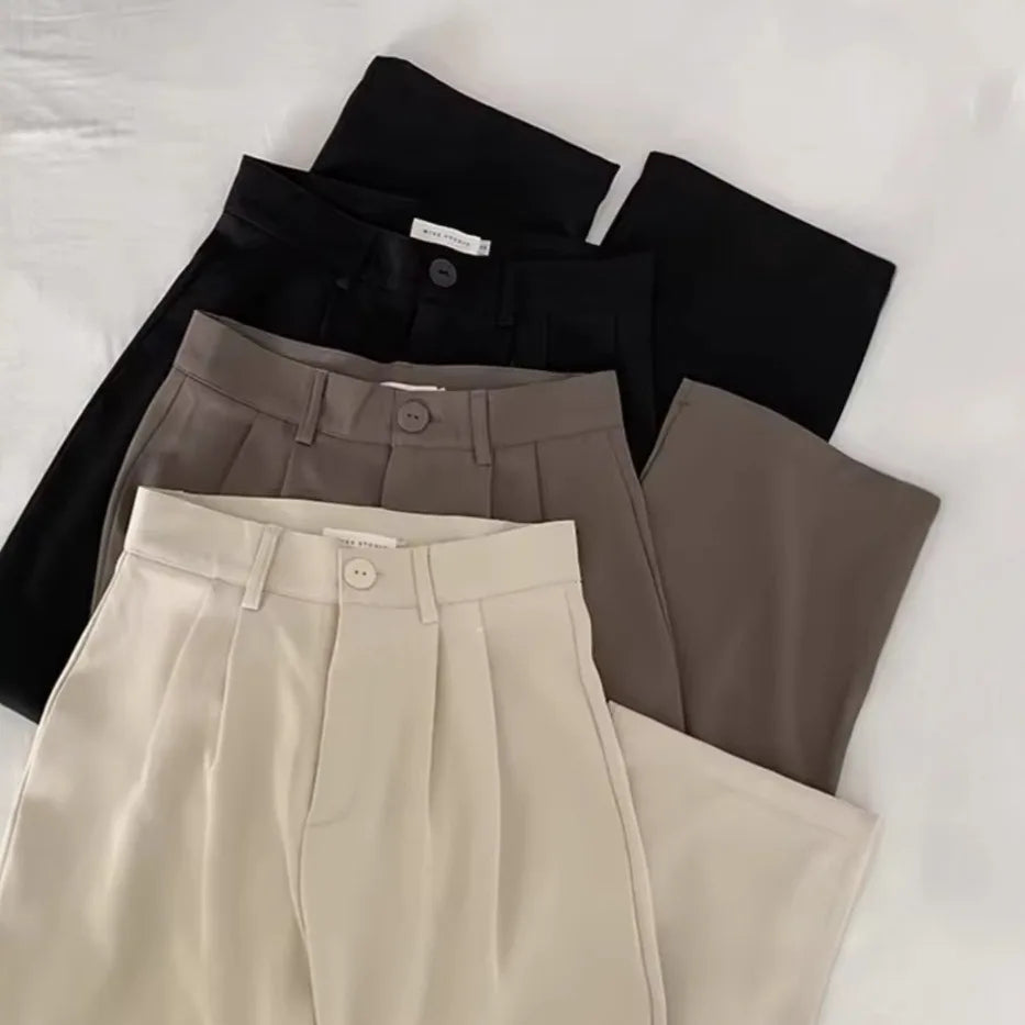 Japanese-style loose straight-fit casual pants
