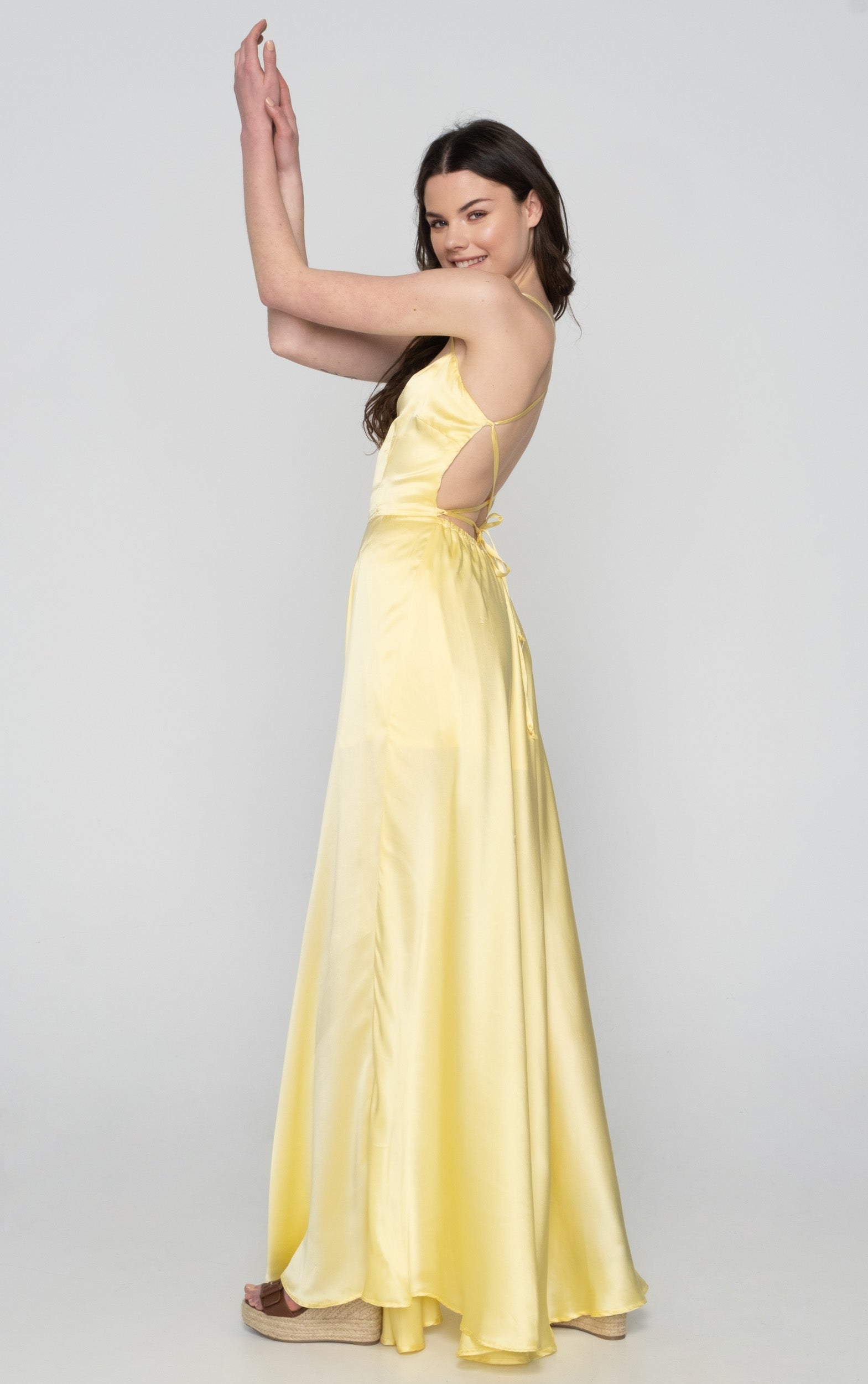 Elegant Sling Dress Sleeveless V Neck High Waist Chic Lady