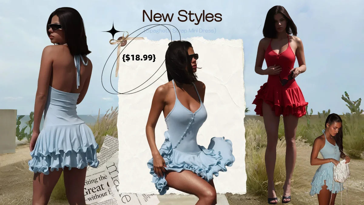 Ruffle Hem V-Neck Mini Dress