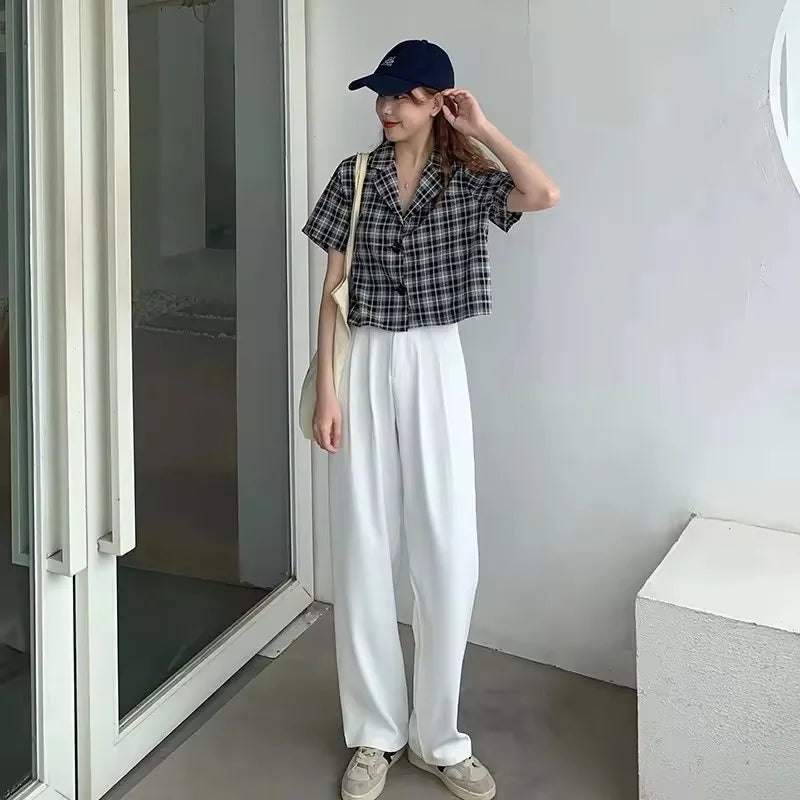 Japanese-style loose straight-fit casual pants