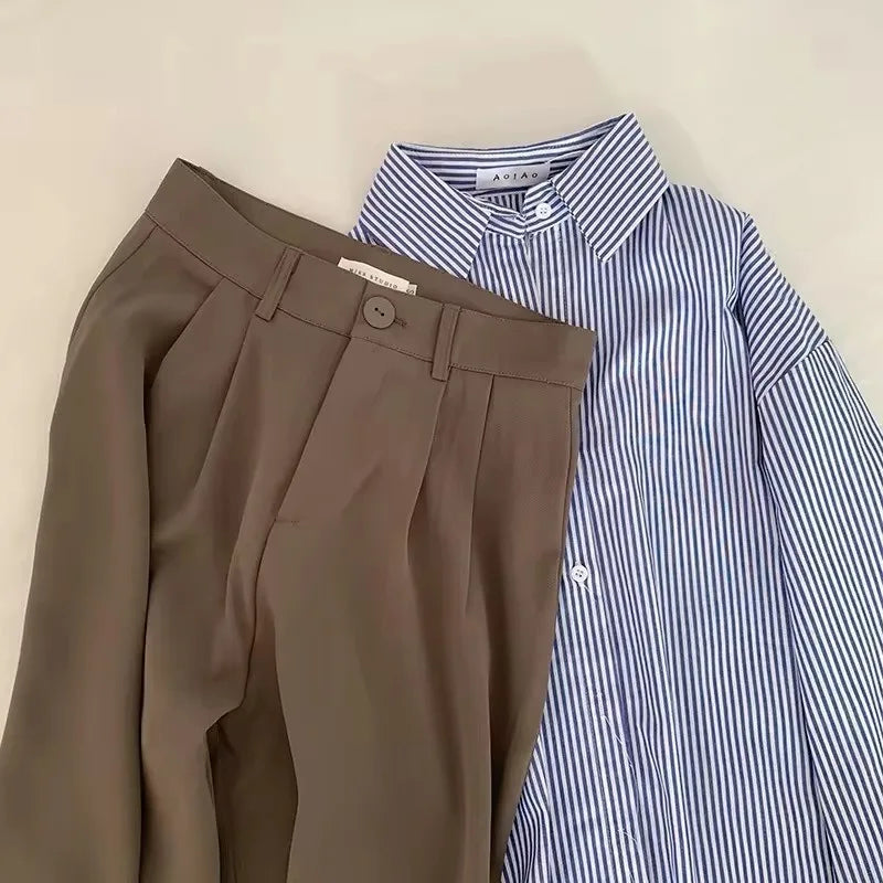 Japanese-style loose straight-fit casual pants