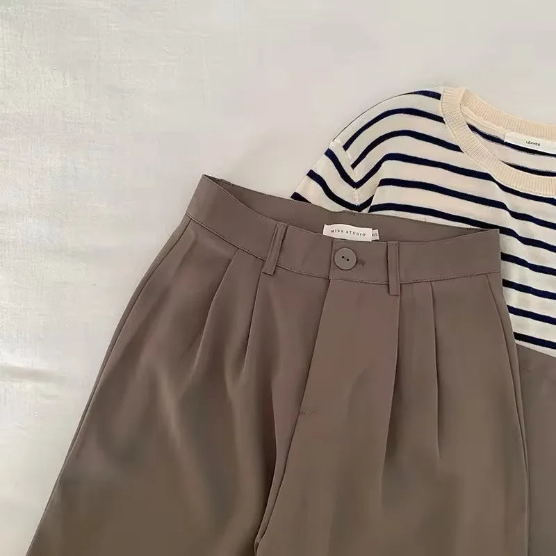 Japanese-style loose straight-fit casual pants