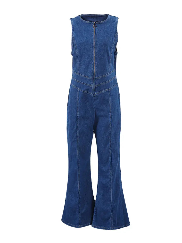 Denim Heart Backless Sleeveless Jumpsuits Romper