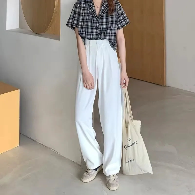 Japanese-style loose straight-fit casual pants