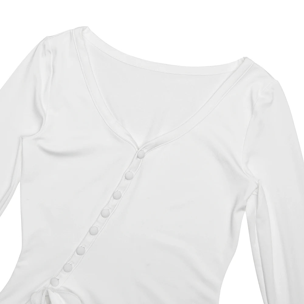 Ruffle Hem V-Neck Mini Dress