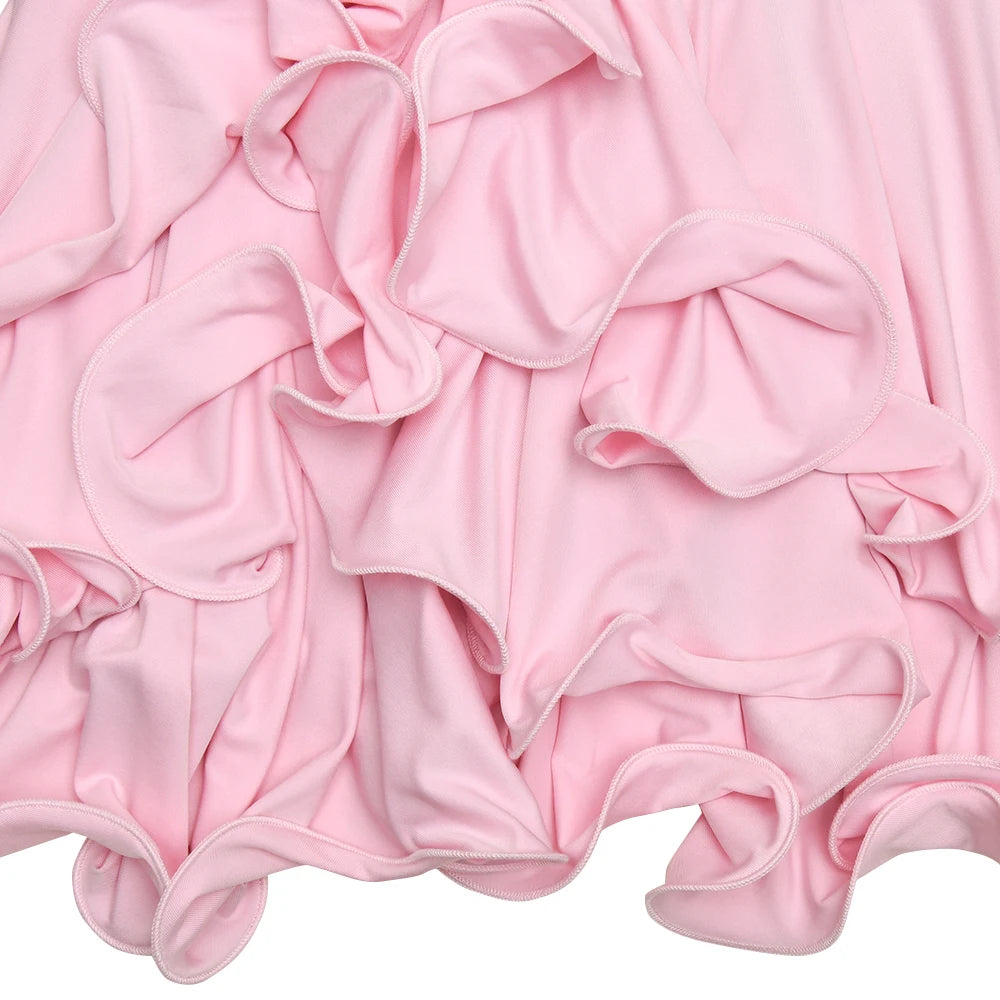 Ruffle Hem V-Neck Mini Dress