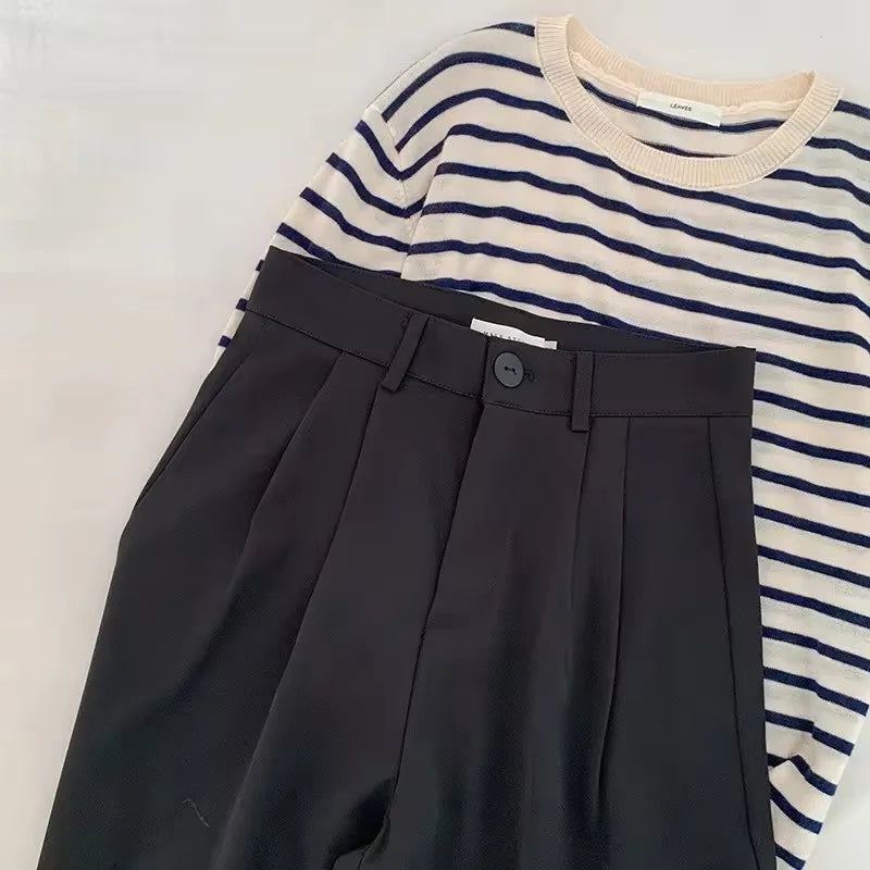 Japanese-style loose straight-fit casual pants