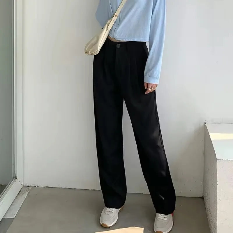 Japanese-style loose straight-fit casual pants