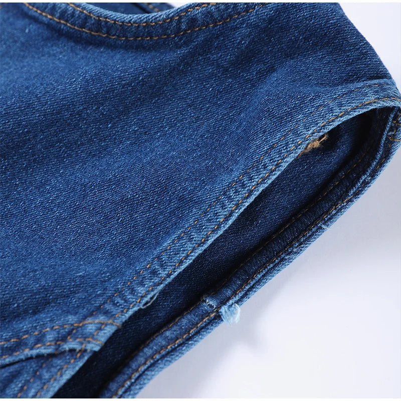 Denim Heart Backless Sleeveless Jumpsuits Romper