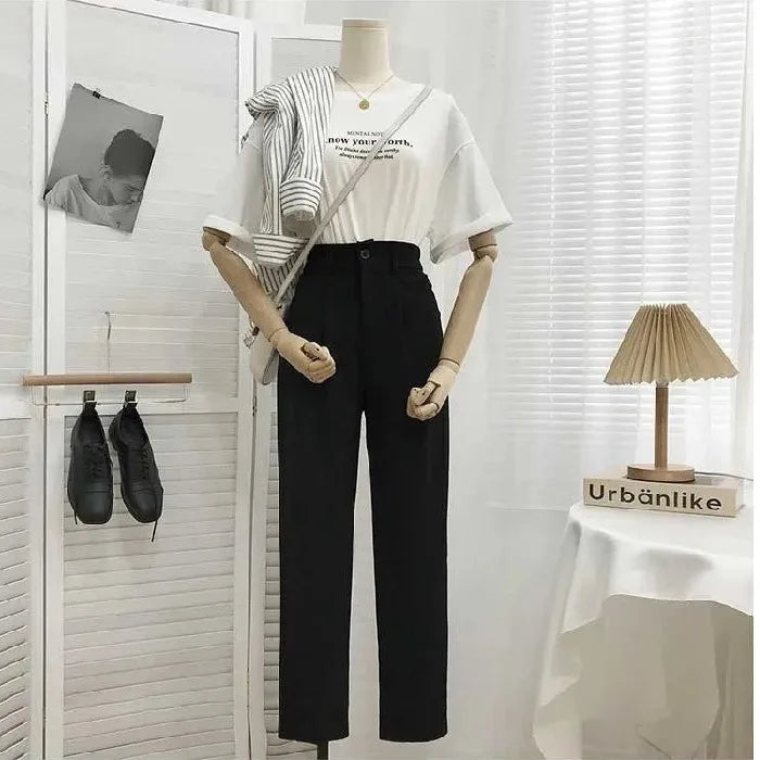 Japanese-style loose straight-fit casual pants