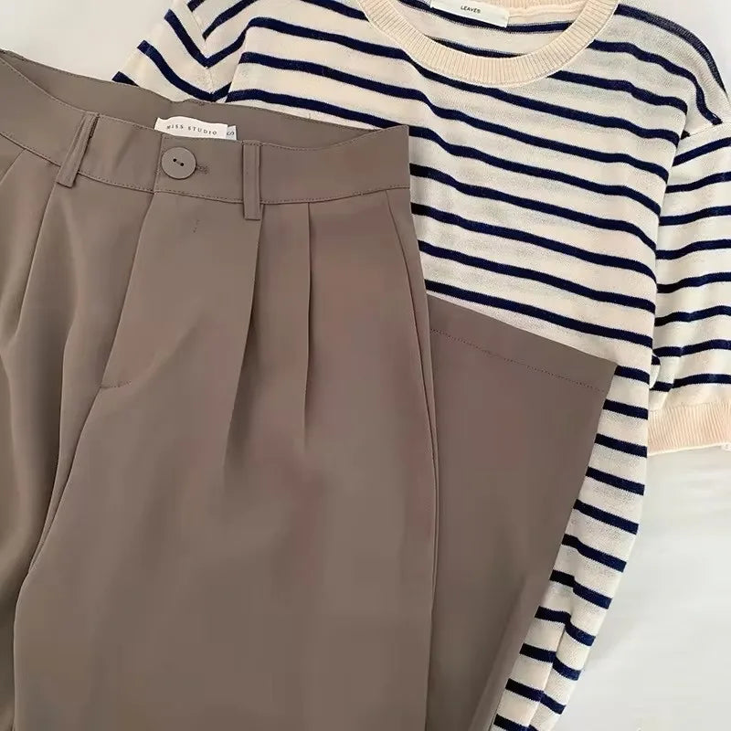 Japanese-style loose straight-fit casual pants